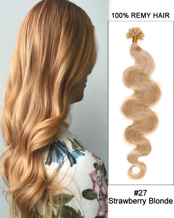 Extension Cheratina 53 cm Capelli Mosse Remy Hair capelli umani indiani  colore #27 Biondo Naturale - VictoriaBeauty store